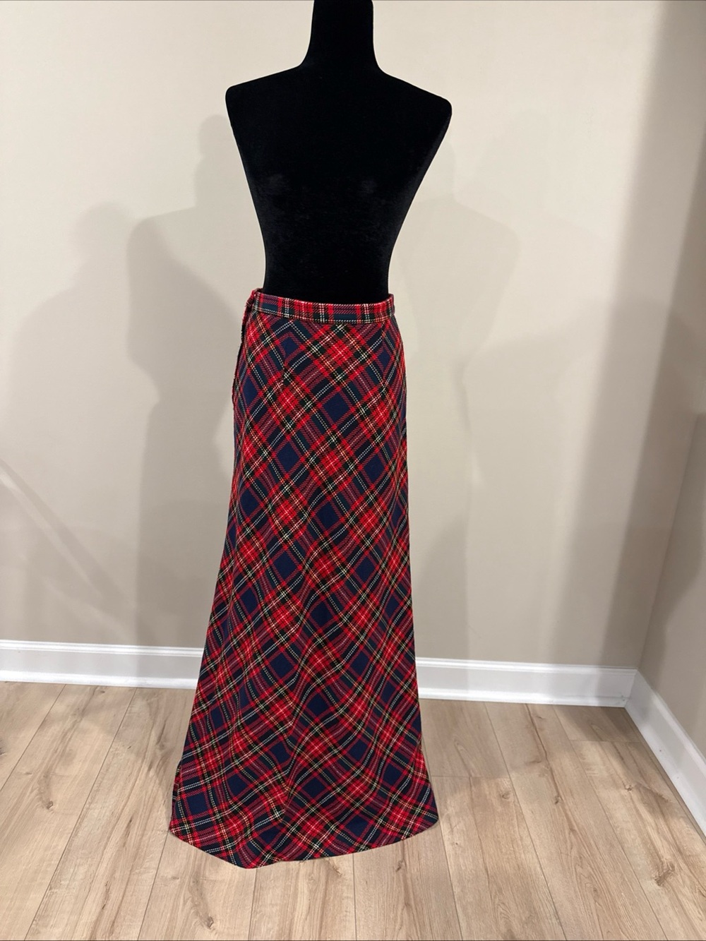 Vintage Tartan Plaid Maxi Skirt